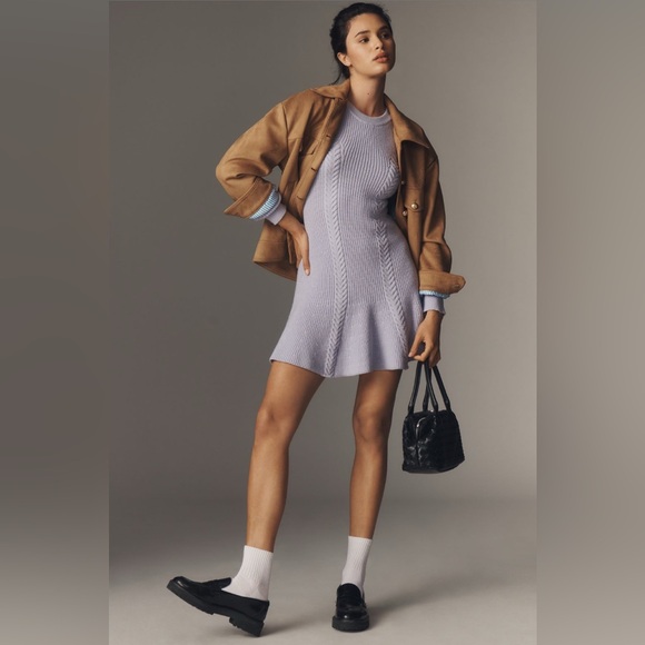 ✨ NWOT Anthropologie Knit Skater Dress Sz L - Picture 2 of 5